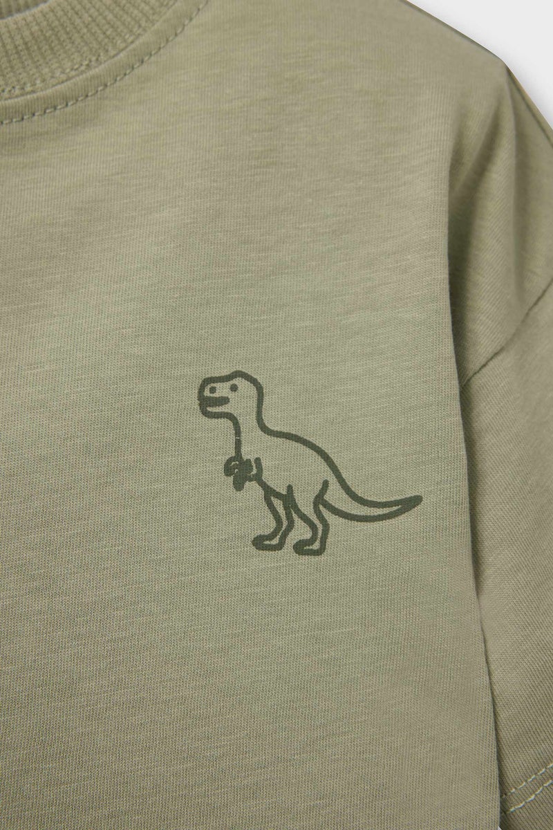 DeFacto Green BabyBoy Baby Boy Regular Fit Slogan Pattern Short Sleeve T-Shirt Casual - Image 2